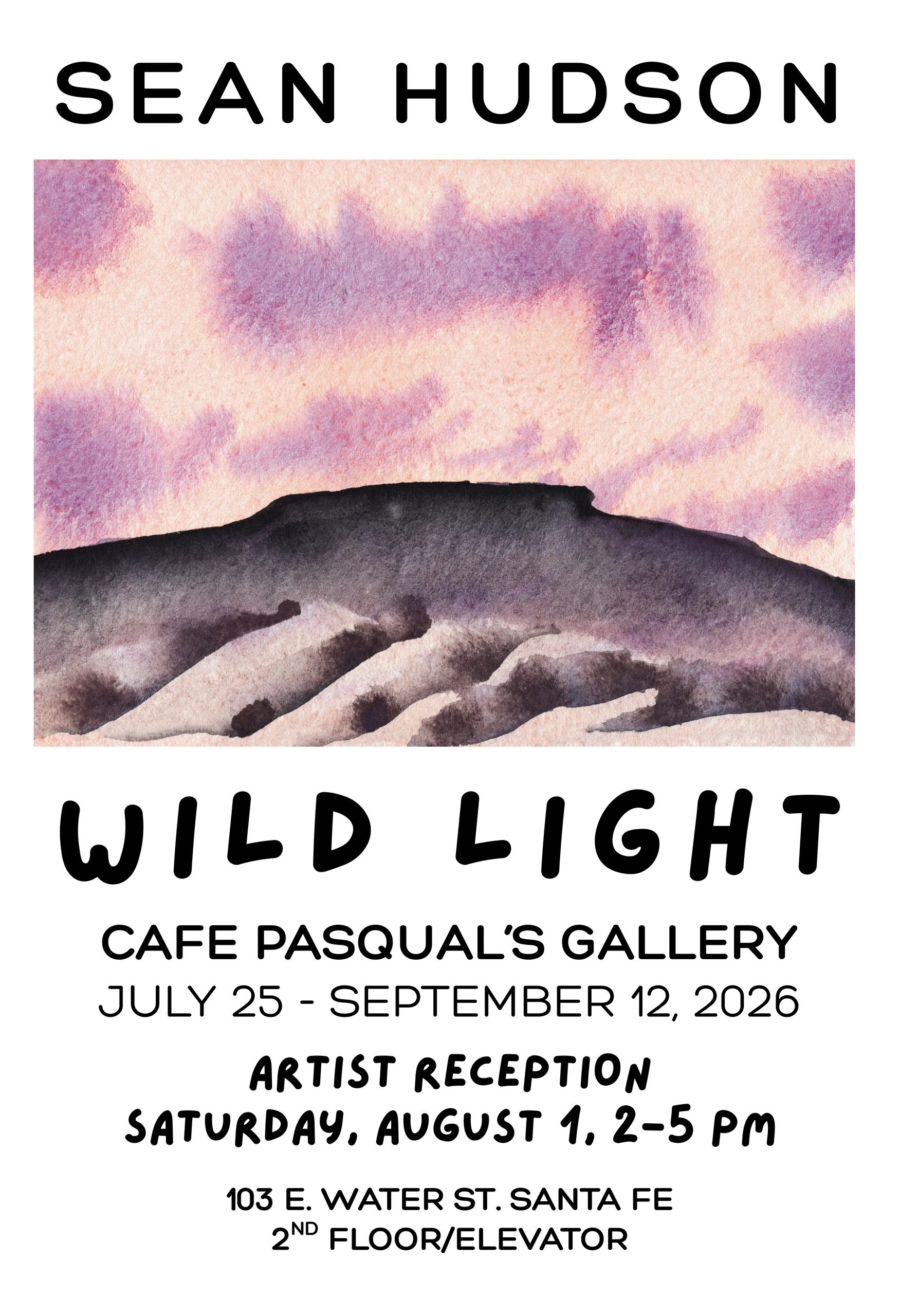 Wild Light solo show poster — Sean Hudson at Cafe Pasqual's Gallery