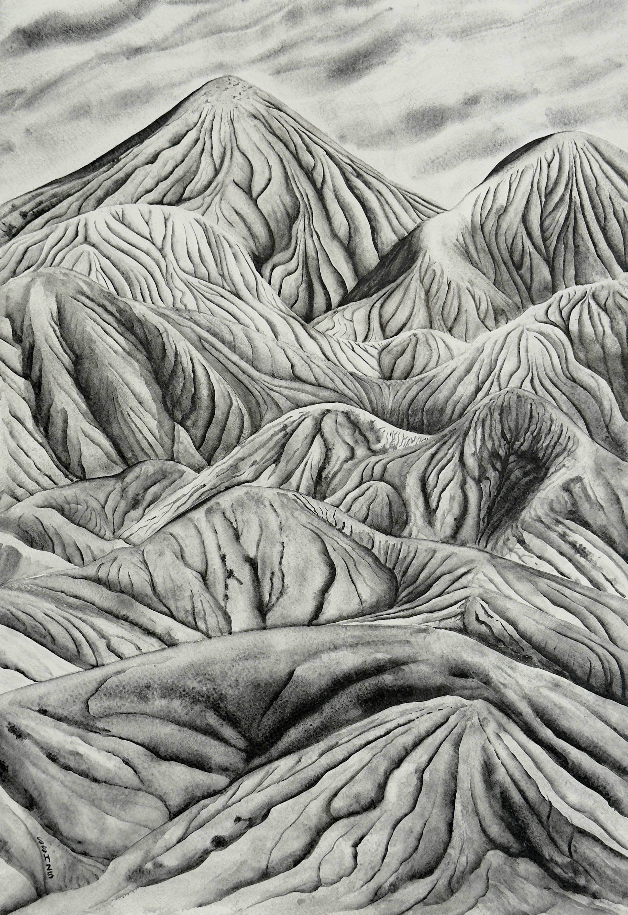 Badlands — powdered graphite on paper