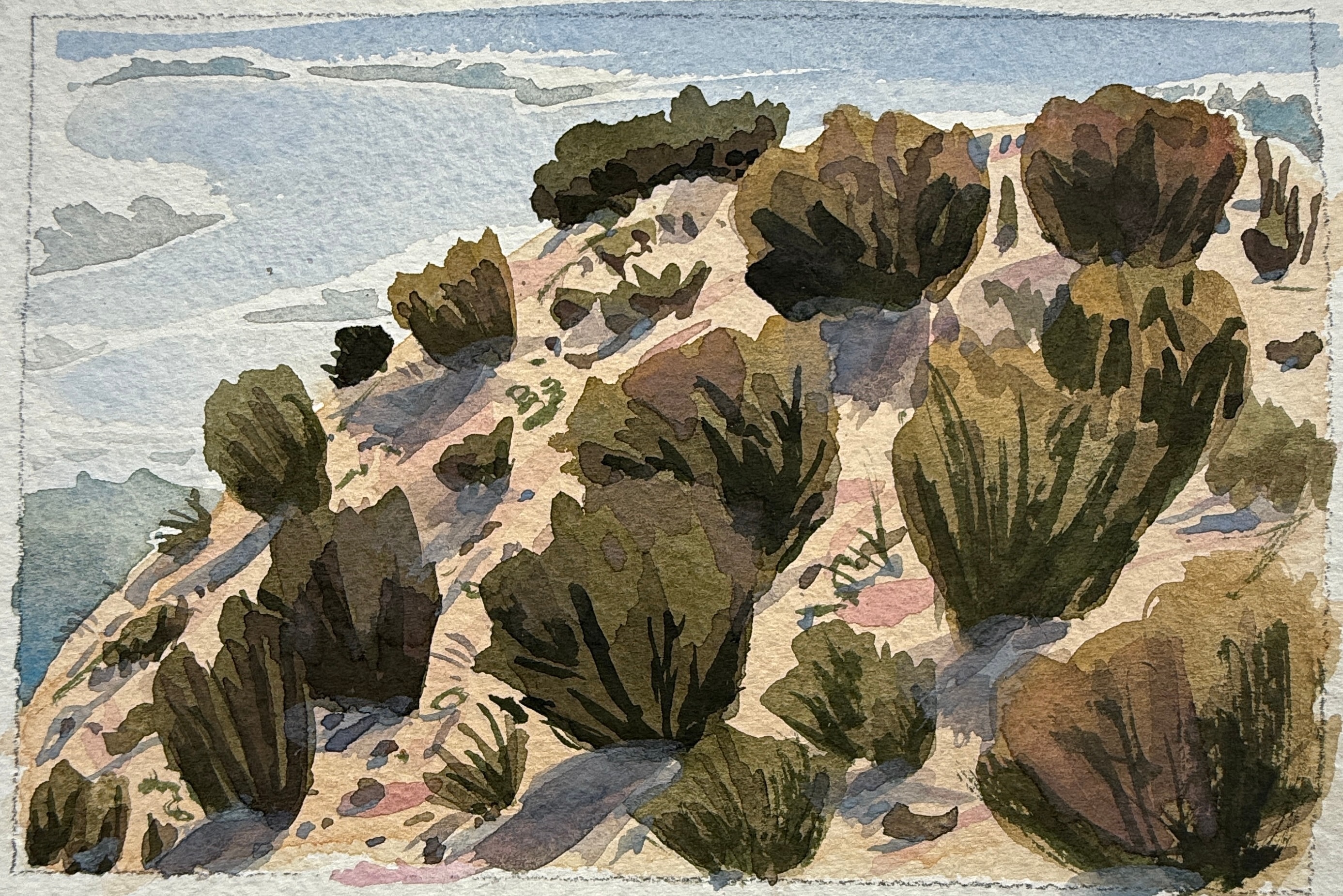 Juan Tabo en plein air — watercolor by Sean Hudson